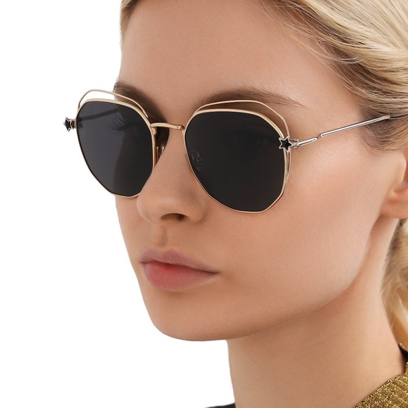 ? Jimmy Choo FRANNY/S J5G Sunglasses Gold Dark Gray Round Steel Women main image 4